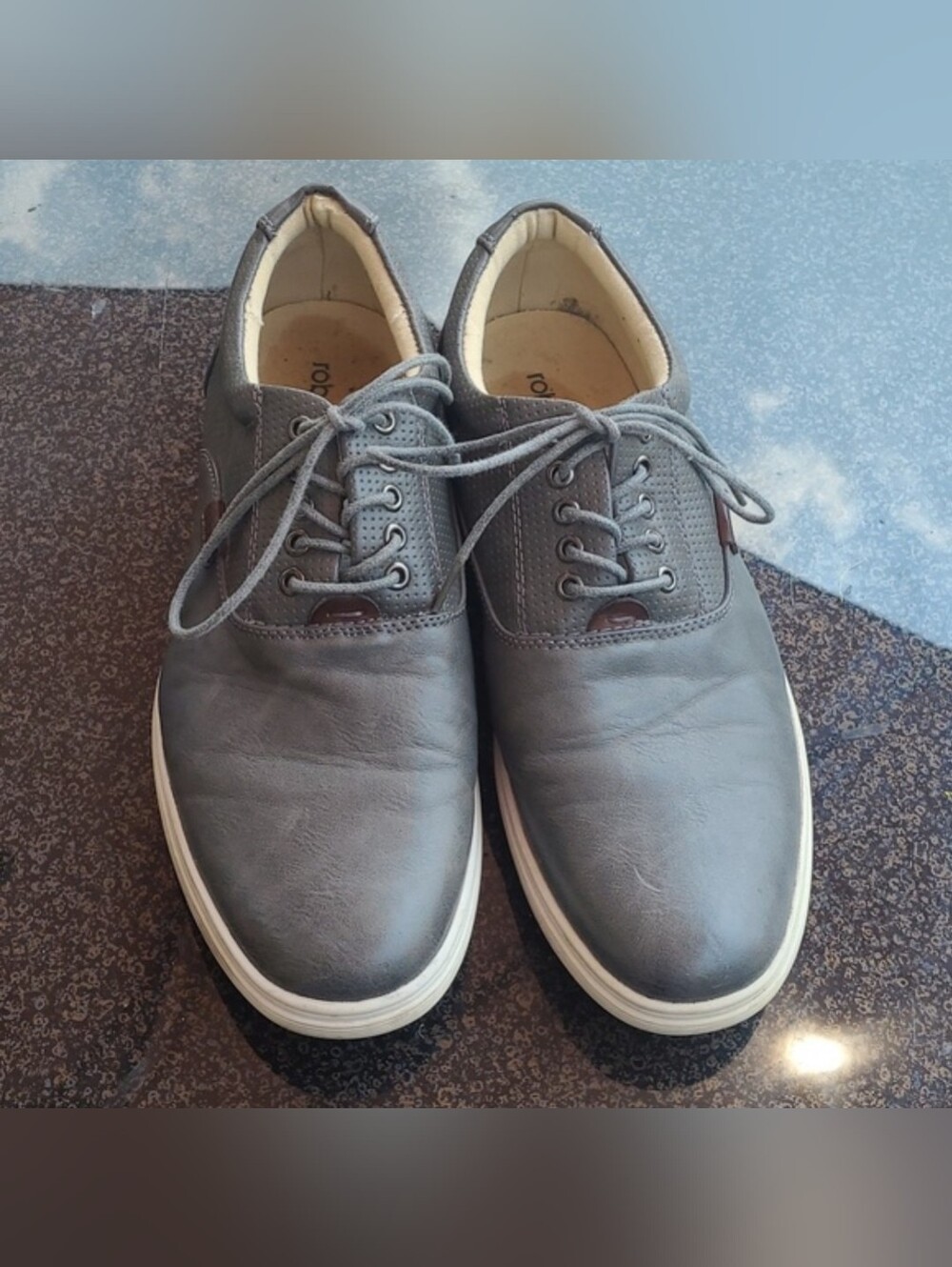 Robert David Dalton Mens 8.5 gray leather lace up preppy shoes